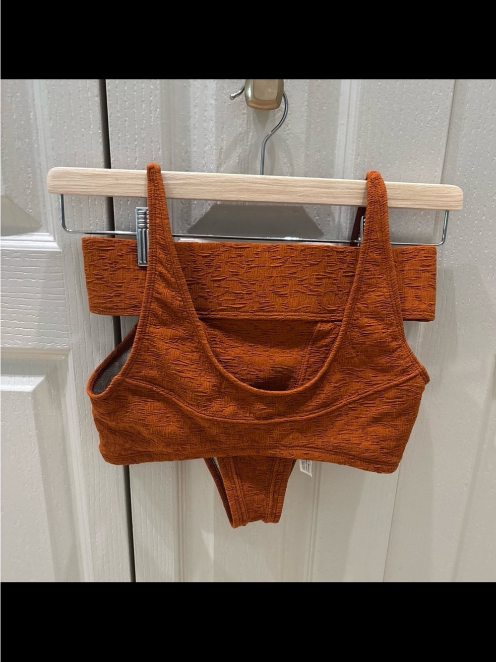 FP Movement by Free People Rust Textured Scoop Bikini Top & High-Waist Brief
